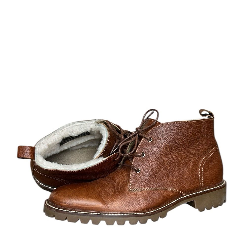 Banana Republic Roderick Ortholite Leather Shearling-Lined Chukka Boots Brown 8